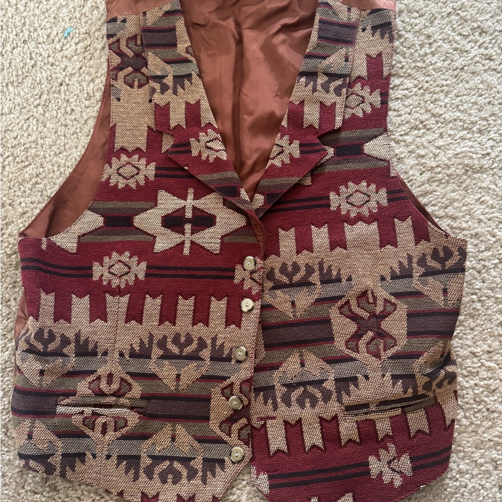 Tribal Patterned Button-Up Vest - image 1